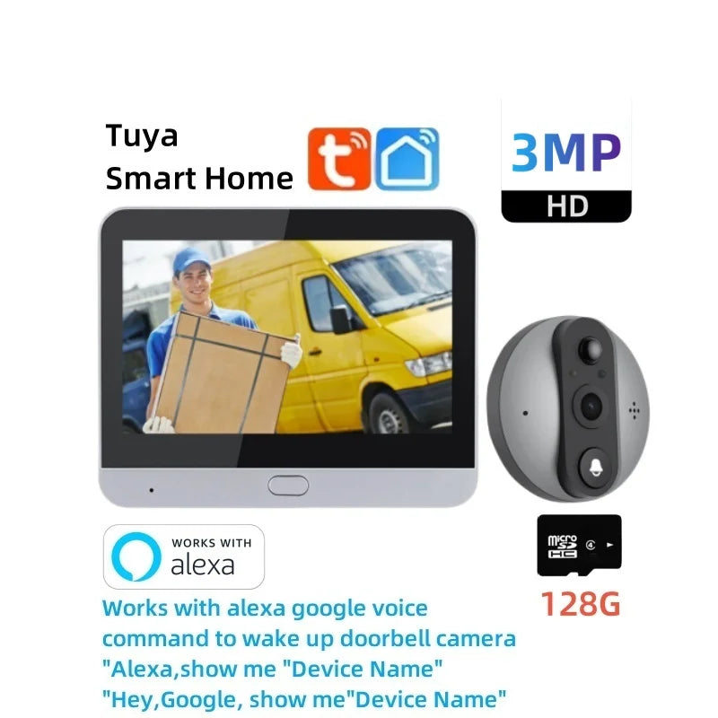 Smart Life Wireless Security Home Video Doorbell Camera Wifi 2.4G 1080P Ring Bell Door Peephole Intercom Video With Screen