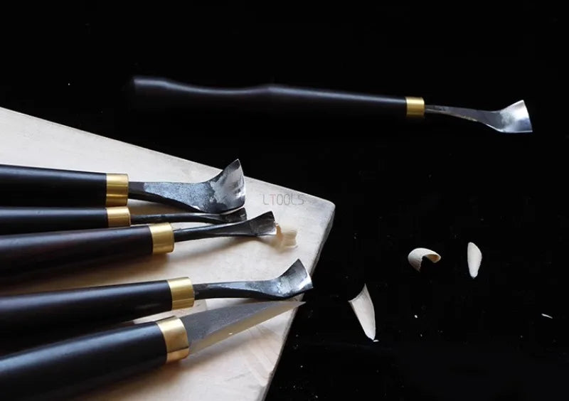 Woodworking DIY Spoon Digging Knife Precision Carving Special Curved Knife Professional Craftsman Tree-root Carving Chisel Tools