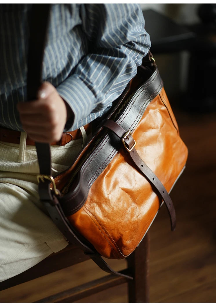 PNDME vintage high-quality first layer cowhide women shoulder bag outdoor travel designer handmade genuine leather underarm bag