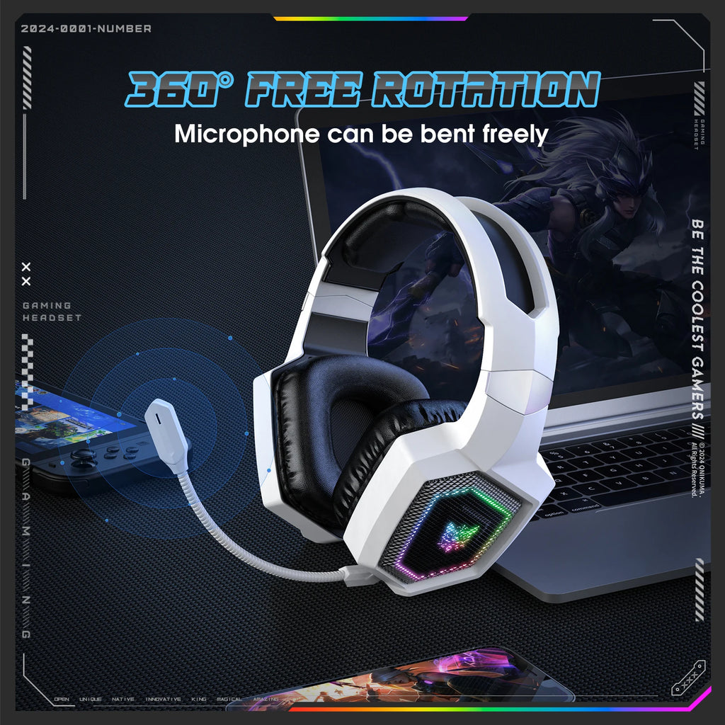 Wireless Gaming Headset with Active Noise Canceling - White Tidesmit Tidesmit