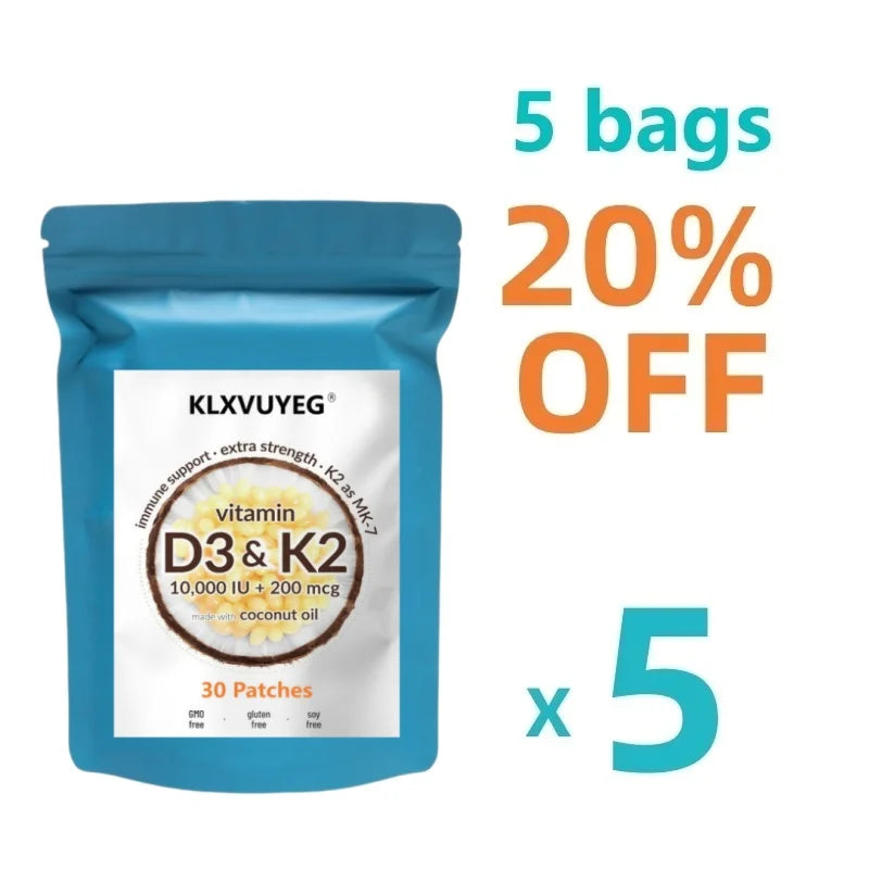 ﻿Vitamin D3 10000 iu Plus K2 | 2 in 1 Vitamins D & K Complex | Supports Calcium Absorption, Bone, Immune, & Heart Health, 30pcs