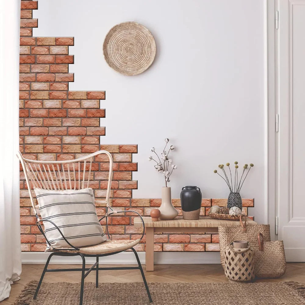 Pack of 10 3D Wall Panels, Stone Look, Self-Adhesive, Peel and Stick Fake Brick Decorative Tiles for DIY Wall Decor
