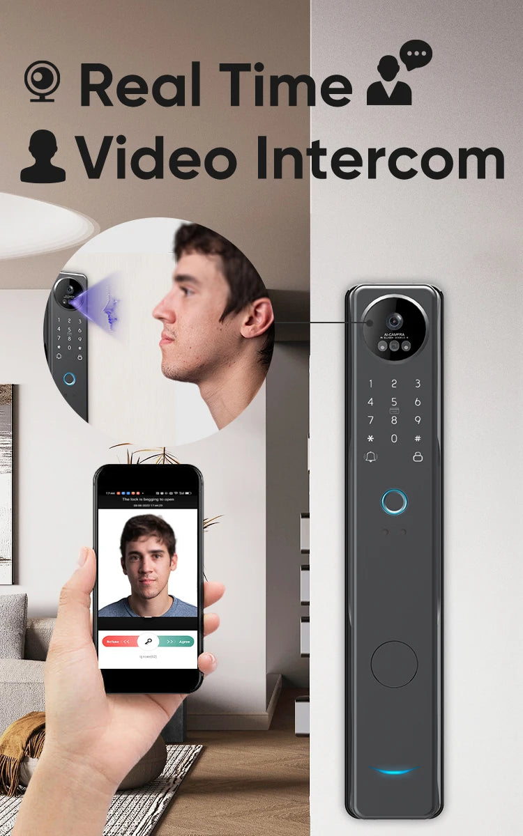 New Redesign Technology Cerradura Digital Finger Print Palm Vein Smart Door Lock With Camera And Fingerprint