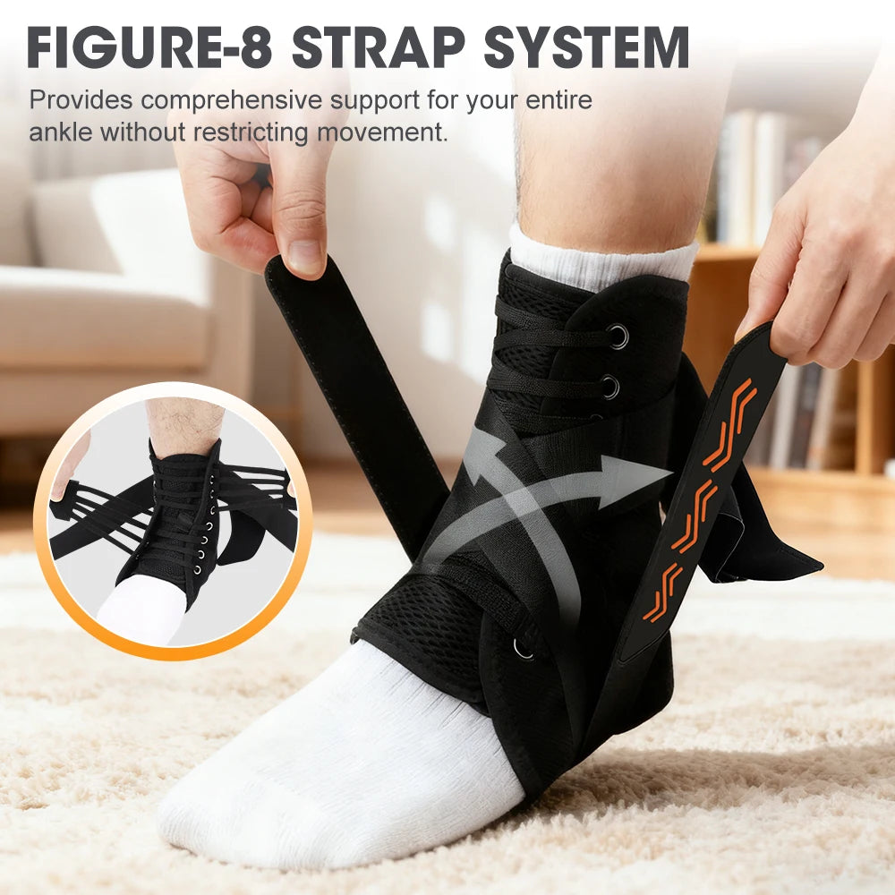 Foot Ankle Support Brace for for Arthritis Tendonitis Sprain Injuries with Side Stabilizers Women Men 360° Protect Foot Brace