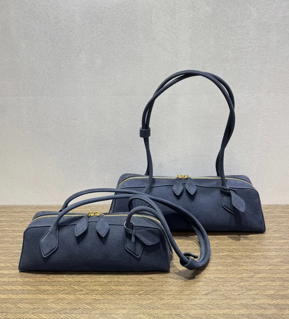 2026 high-quality genuine leather sausage bag, high-end customized high silk gloss leather handbag, women's shoulder bag