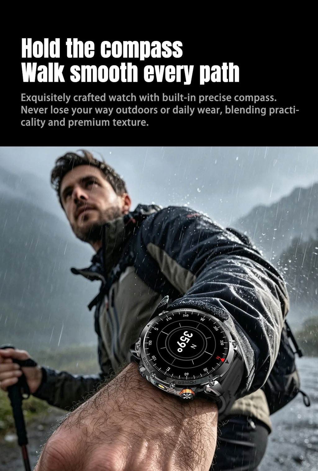 New outdoor GPS path 1.46"100+sport Bluetooth calling Smart Watch IP68 Waterproof Sports Run tracker Outdoors Compass Smartwatch