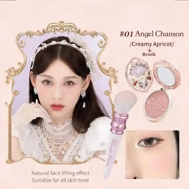 Tidesmit Flower Knows Strawberry Rococo embossed blusher in a smooth long-lasting face makeup texture close-up