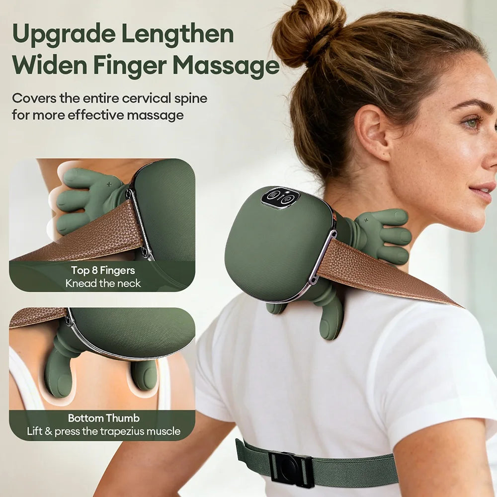 Electric Neck & Shoulder Massager | Deep Tissue Heat Therapy | Green Body Shaping Massage Equipment Tidesmit