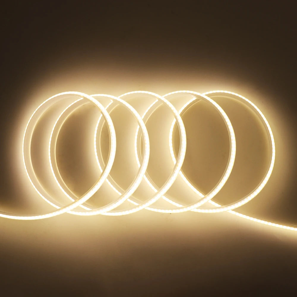 12V 24V IP68 Waterproof COB LED Strip Light 5m 10m 15m 20m 0.5m Flexible Tape IP30 320 LEDs High Density Bright Liner Lighting