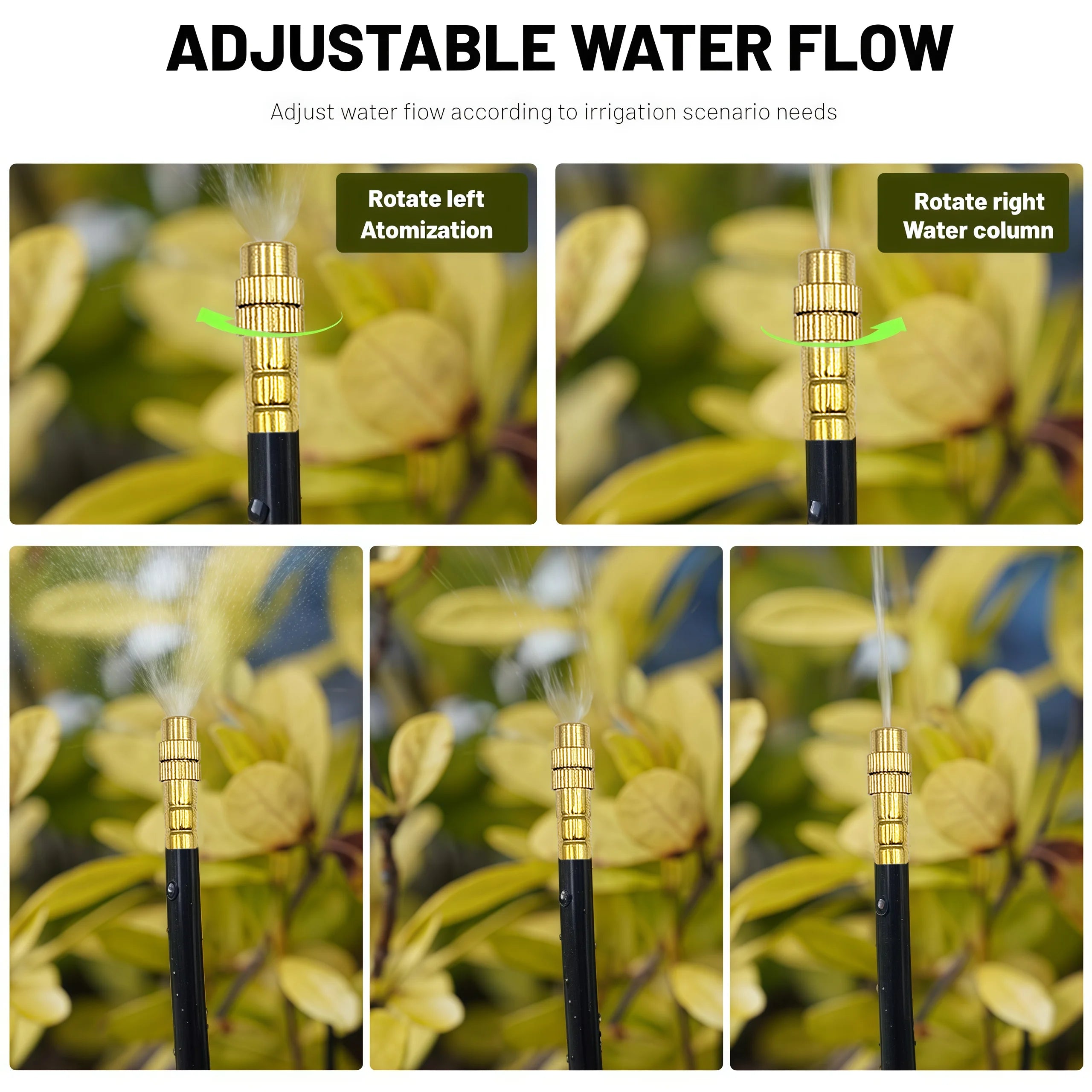 Garden 5 30M 8mm PE Hose 20cm 360 Bending Brass Nozzle Spray Kit Atomized Automatic Irrigation Equipment Plants Mist Watering System