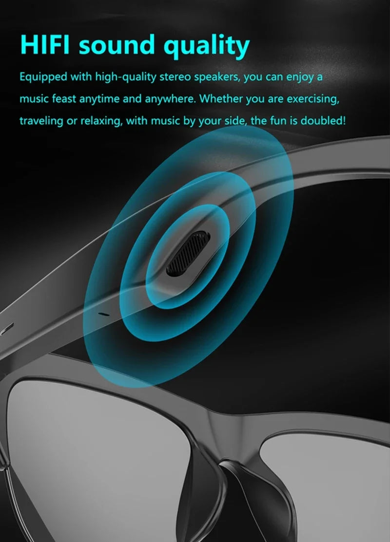 Bluetooth Sunglasses with Spatial Audio & UV Protection - Black Tidesmit