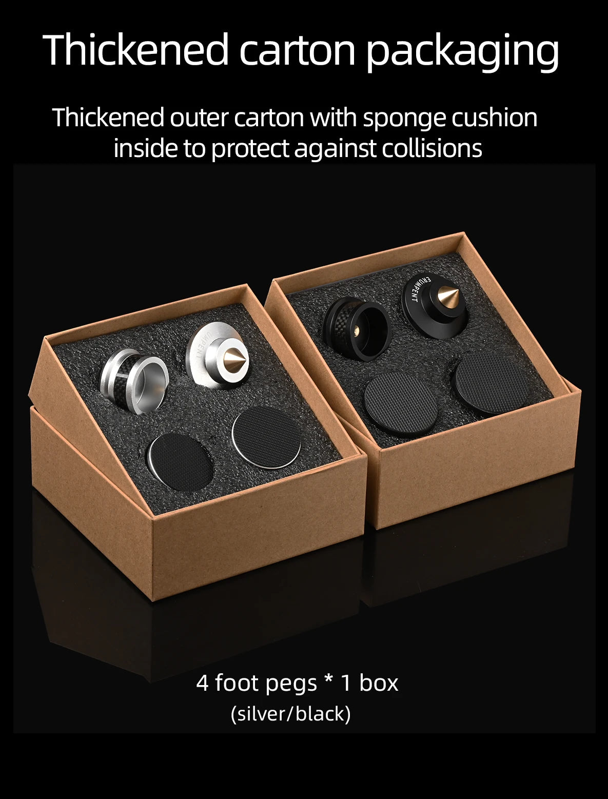 ERUMPENT 4 PCS Hi-end Speaker Spike Stand Foot Pads for Sounds Carbon Fiber Adjustable Audio Speakers Shock-absorbing Feet Pegs