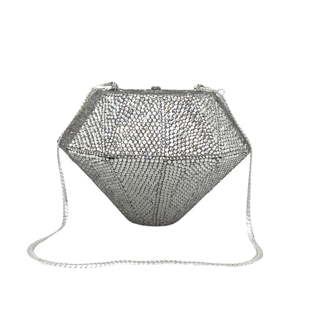 Silver Diamond Evening Bag Luxury Crystal Women Party Wedding Clutches Rhinestone Handbags Ladies Elegant Bridal Purses