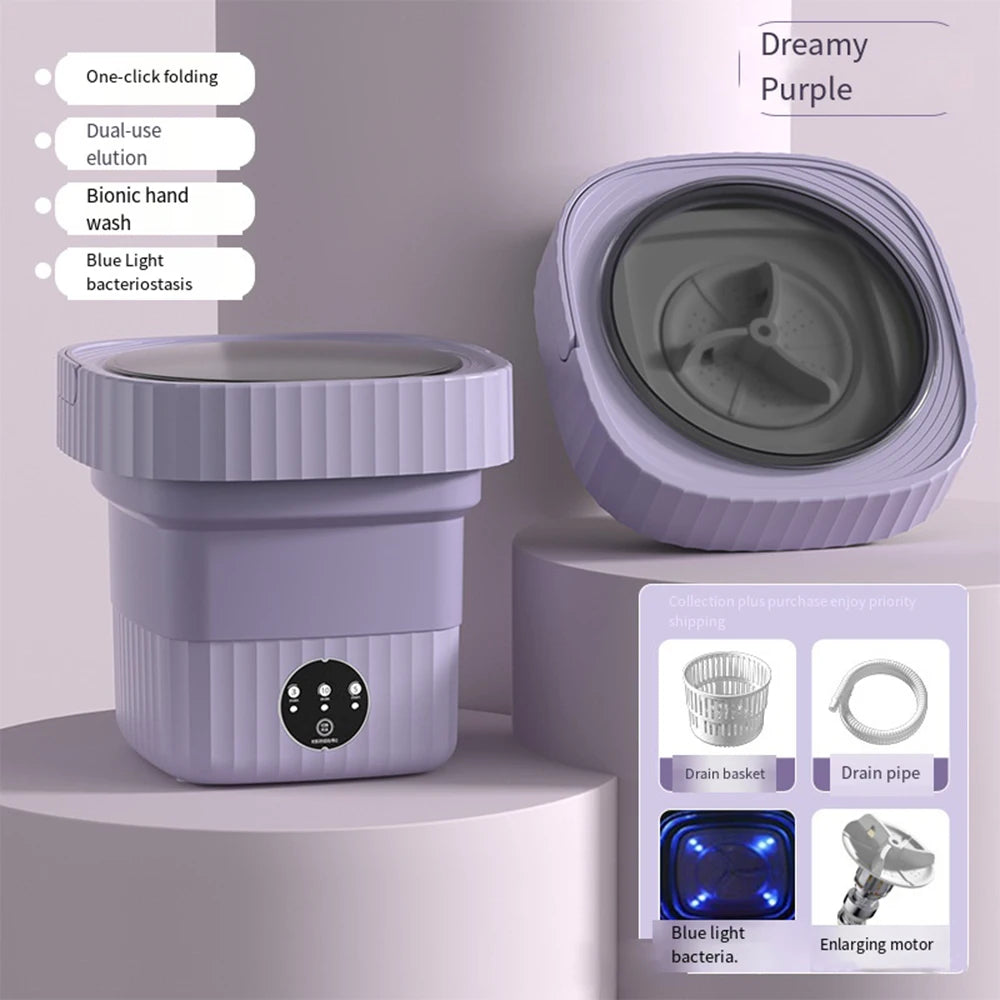 Tidesmit portable folding washing machine 6L 11L capacity with spin dryer bucket feature for laundry travel use