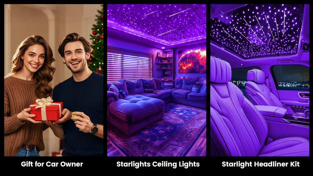 Twinkle & Meteor Starlight Headliner Kit for Car Strands for Ambient Interior Decor 32W RGBW Fiber Optic Star Light Engine