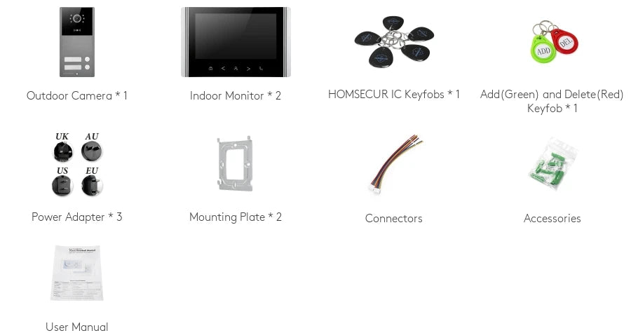 HOMSECUR 7" WIFI Video Door Phone Call Intercom Outdoor Monitoring for 2 Families