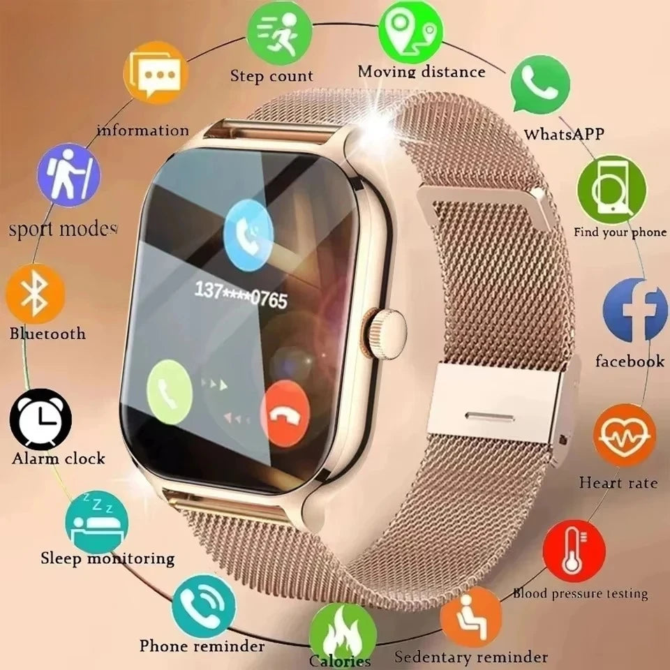 2026 New Smart Watch 1.83'' Inch HD Screen Bluetooth Call Sleep Blood Oxygen Pressure Health Monitoring Watches For Women Men