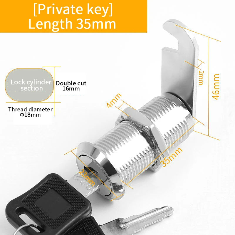 5Set Security Lock Metal Cylinder Cabinet Locker Cam Lock With Keys Security Mailbox Lock Drawer 16mm/20MM/25MM/30MM