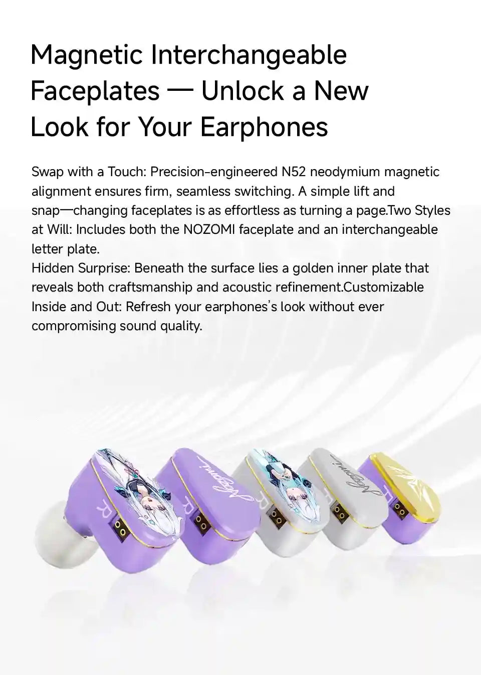 Planar In-Ear Monitors: NOZOMI 3-Unit Interchangeable Nozzle Earbuds Tidesmit