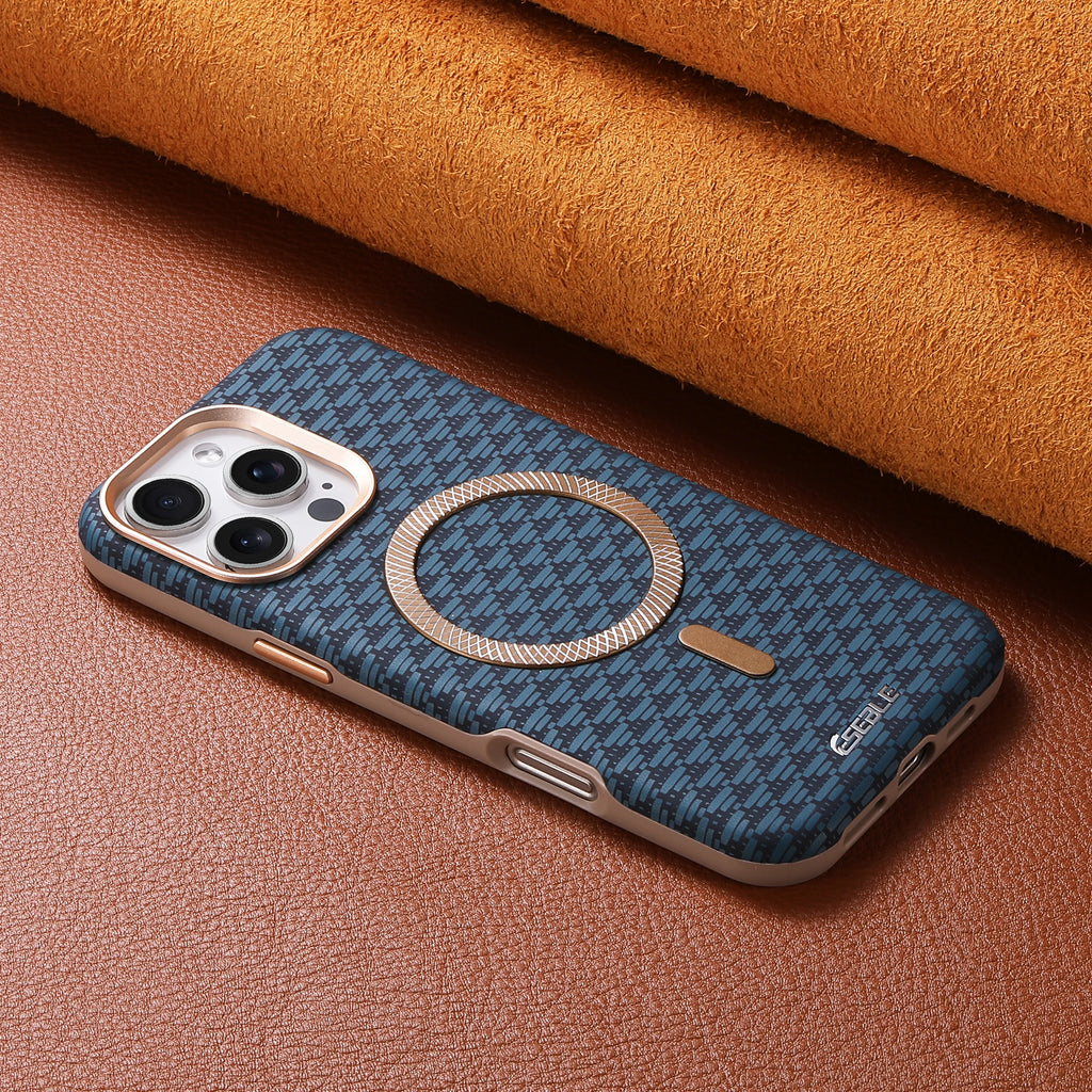 iPhone 16 Pro Max Case Leather Carbon Fiber MagSafe Slim Protective Cover Tidesmit