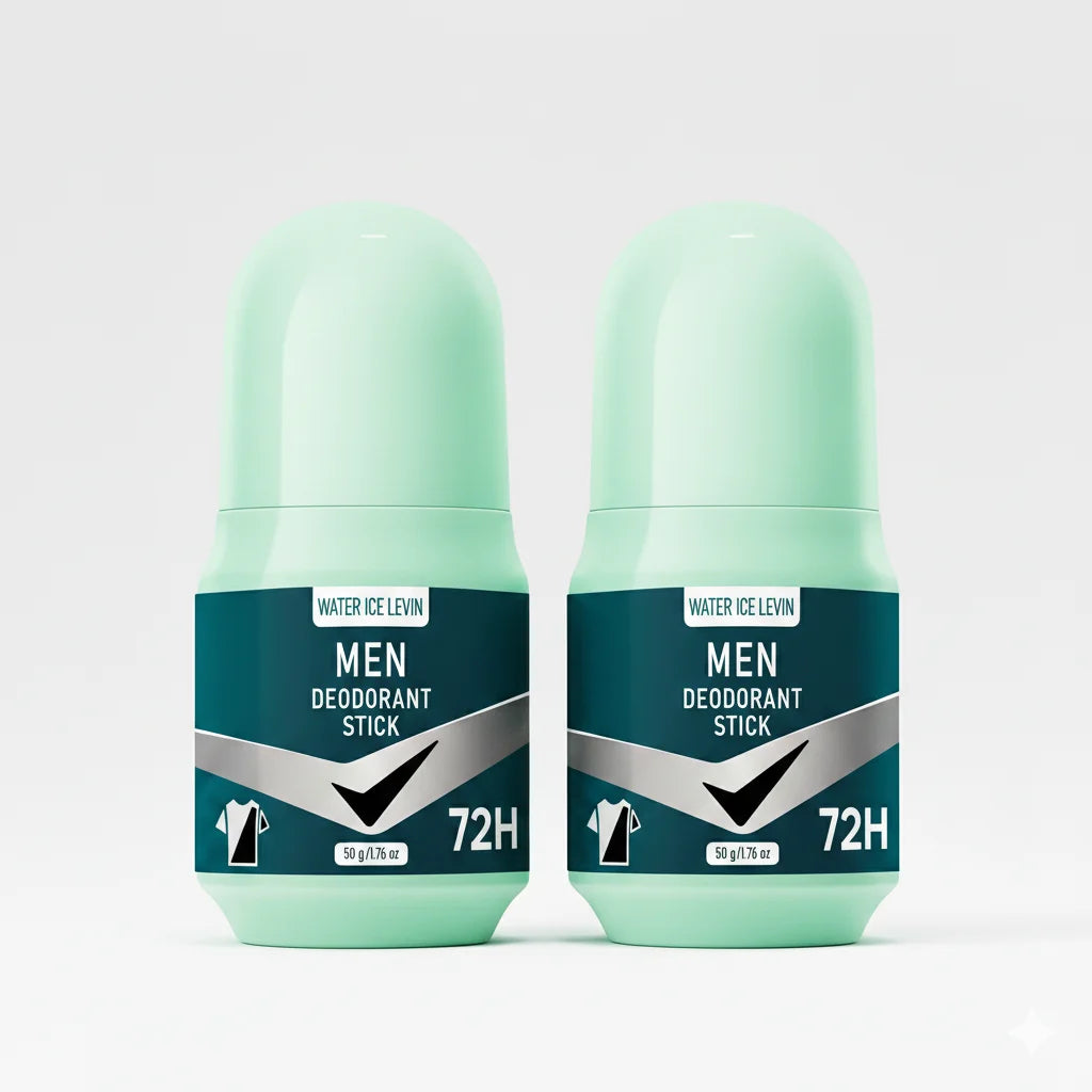 Two Water Ice Levin 72H men's deodorant sticks in smooth, mint-green packaging against a clean white background.