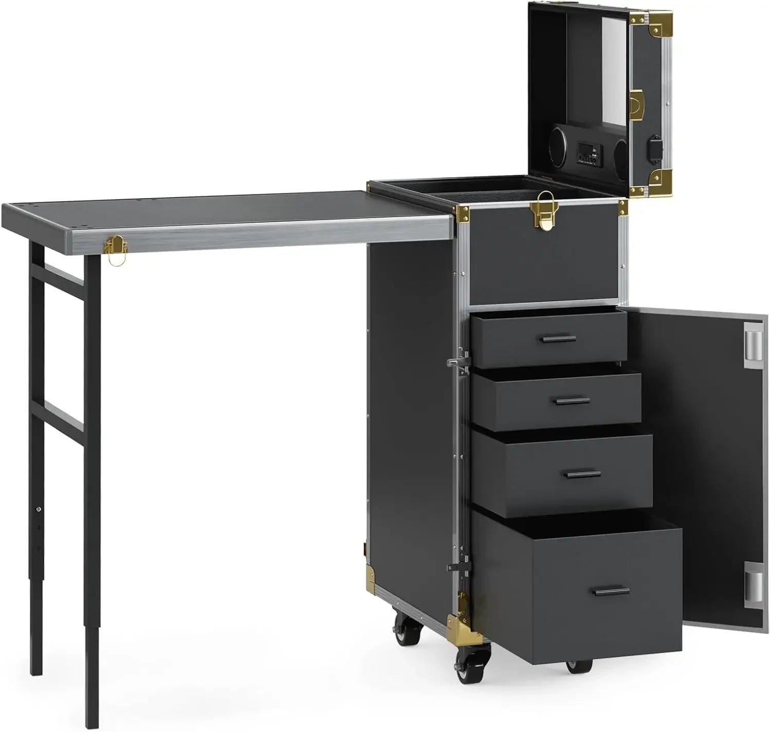 Rolling Manicure Table | Foldable Makeup Train Case - Tidesmit Massage Chairs Tidesmit