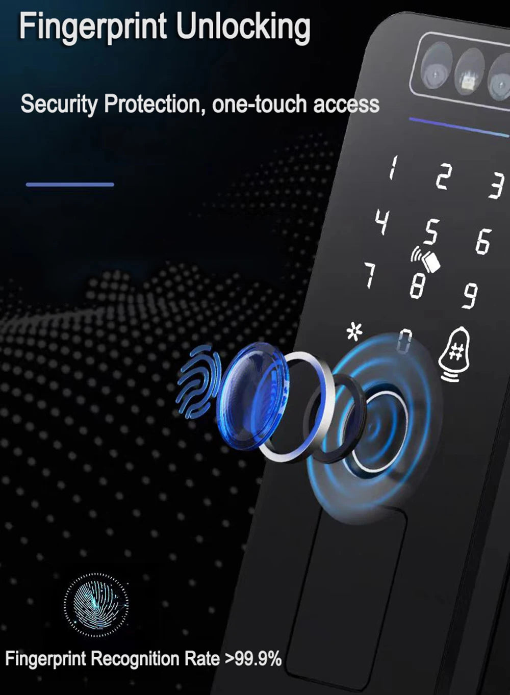 Smart WiFi Door Lock Waterproof Tuya Face Recognition Fingerprint RFID Card Password APP Control Rechargeable Li-Battery Include
