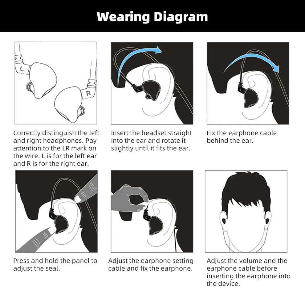 Original QKZ AK6 HiFi Wired EarphoneRace Sport Headphone Bass Stereo Noise Reduction Headset MusicEarbuds In Ear With Mic Tidesmit