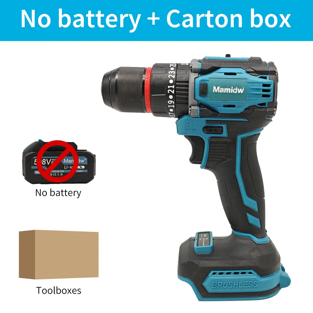 Mamidw Brushless Lithium Electric Drill 1850RPM High Speed Cordless Power Drill for Metal Wood Drilling Furniture Screw Fastening, For Makita 18V Battery PIN