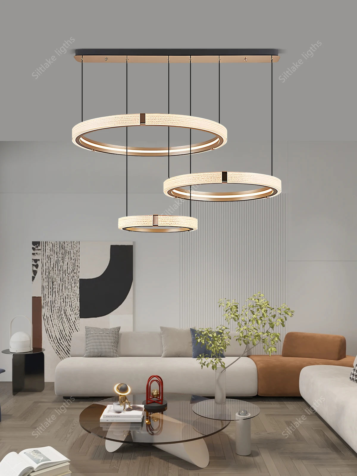Modern Round LED Ring Light – Adjustable Minimalist Pendant 40-80cm Tidesmit