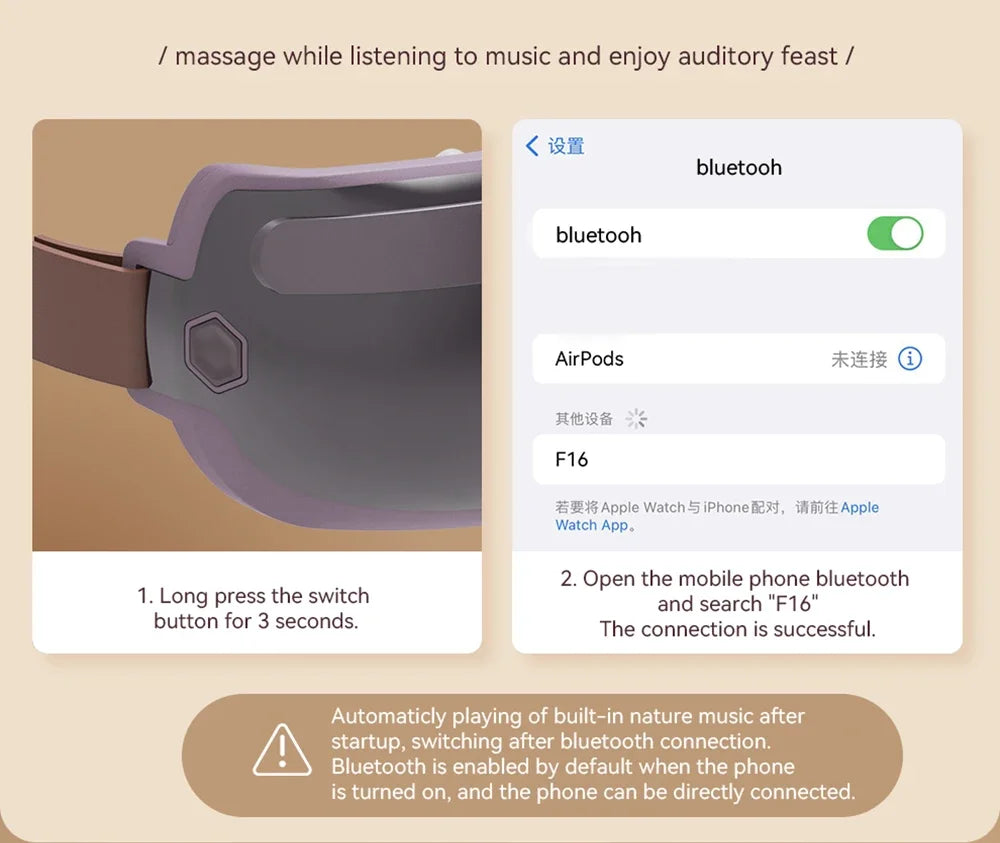 Electric Eye Massager with Bluetooth - Portable Heat Therapy Relief Massage Chairs Tidesmit