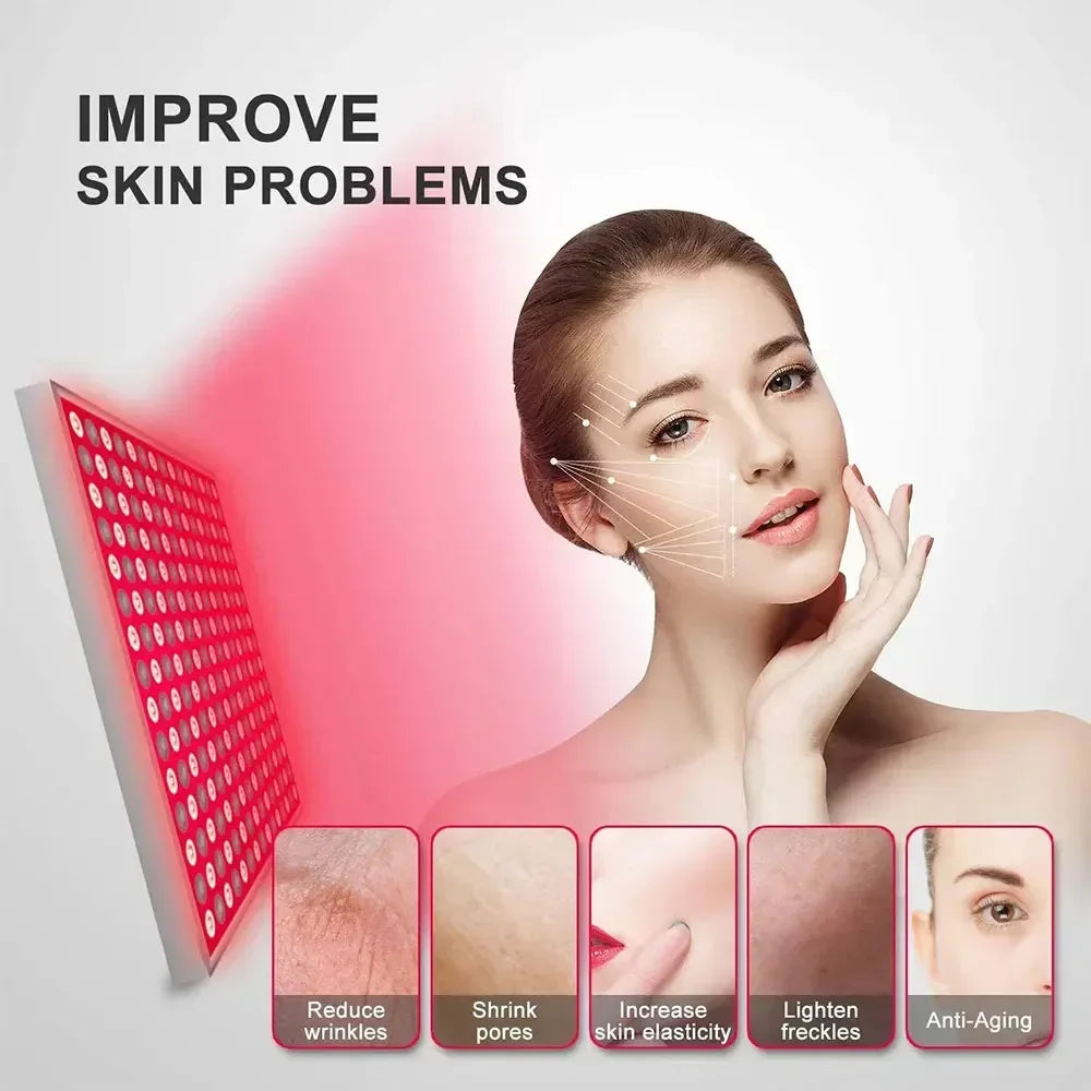 225-LED Red Light Therapy Panel 660nm & 850nm Professional Body & Facial Treatment for Anti-Aging Skin Rejuvenation Pain Relief