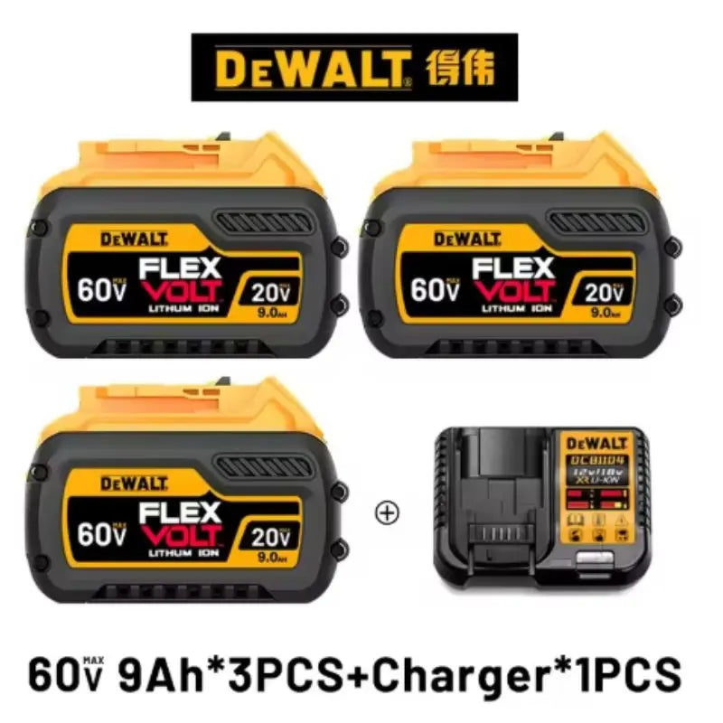 DeWALT 100% Original Battery 20V/60V 6Ah 9Ah MAX FlexVolt for DCB606 DCB205 DCB206 DCB209 DCB182 Power Tool with Charger