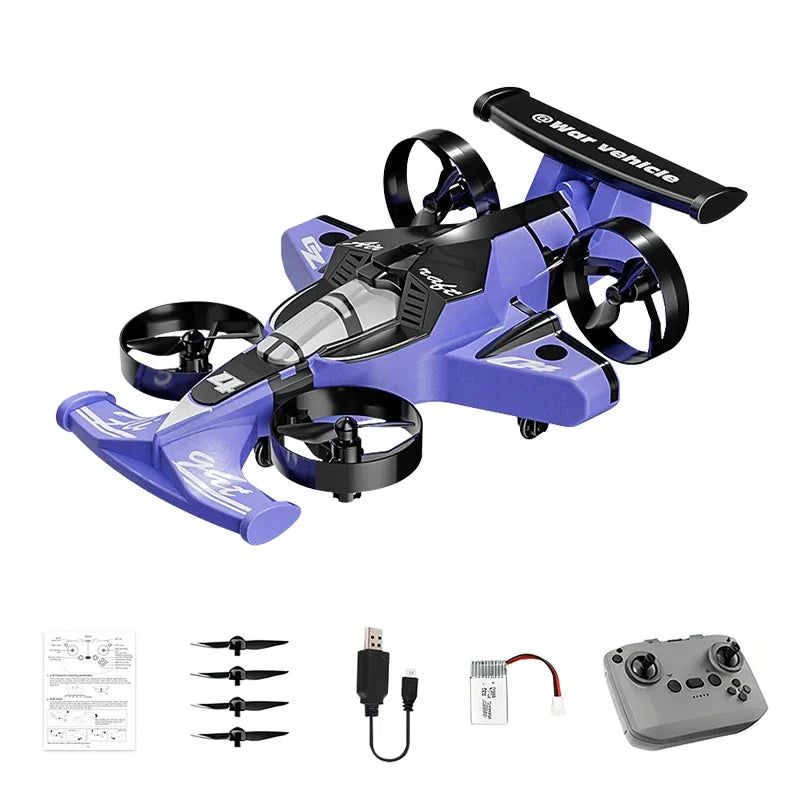 2-in-1 RC Stunt Drone Car - Foldable Aerial and Ground Vehicle White Violet violet Tidesmit