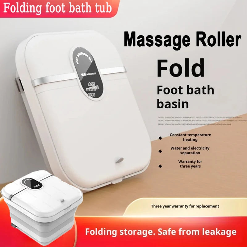 Folding Electric Foot Bath Massager with Heat Therapy & Bubble Spa Massage Cushion Tidesmit