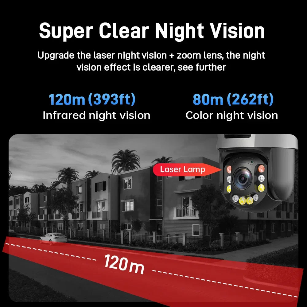 PEGATISAN WIFI 4K 8MP Dual Lens 20/50X Zoom Display PTZ Outdoor Surveillance Camera 393ft Ultra Long IR Vision ONVIF ICSEE APP