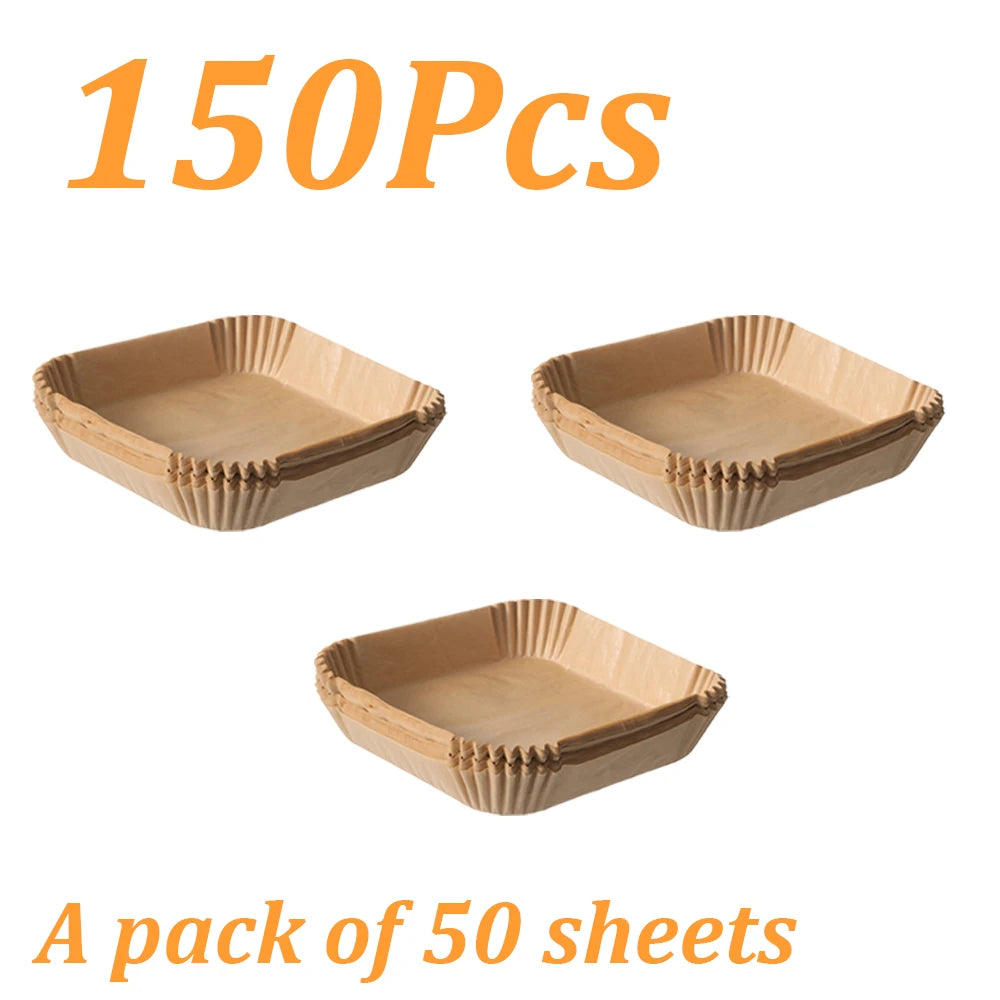 50-500Pcs Disposable Air Fryer Paper Oven Paper Nonstick Air Fryer Baking Paper Round Square Air Fryer Paper Kitchen Accessory