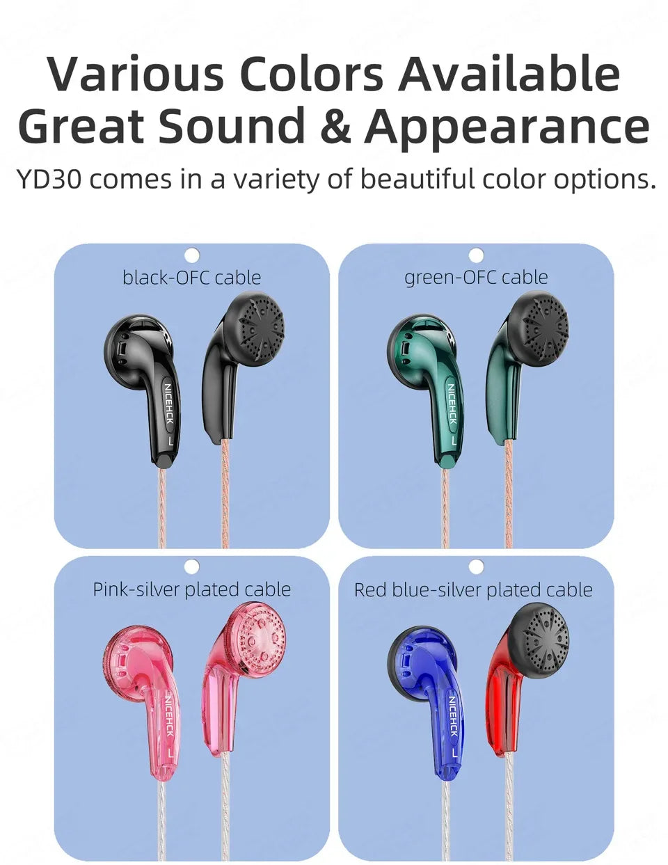 Tidesmit Wired Earbuds 15.4mm Dynamic Driver HiFi Bass Headphones Tidesmit