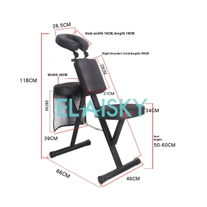 Portable Massage Chair - Foldable Deep Tissue Treatment Table (Black) Massage Chairs Tidesmit