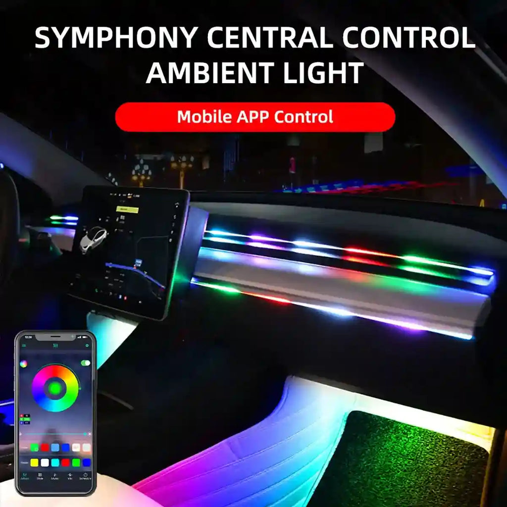 LED Car Ambient Lights: 10-in-1 RGB Bluetooth App-Controlled Interior Kit Tidesmit