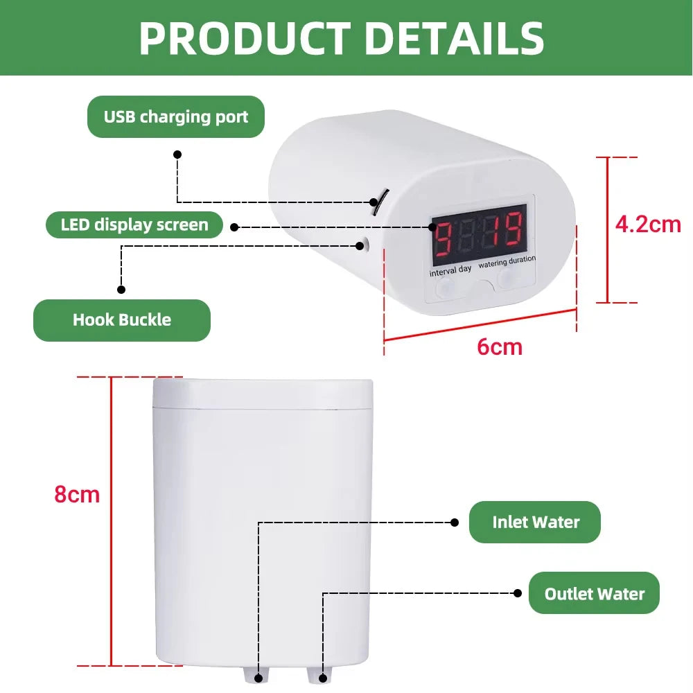 Double Pump Drip Irrigation System Intelligent Automatic Watering Timer Smart Plant Watering Device Controller Garden Use