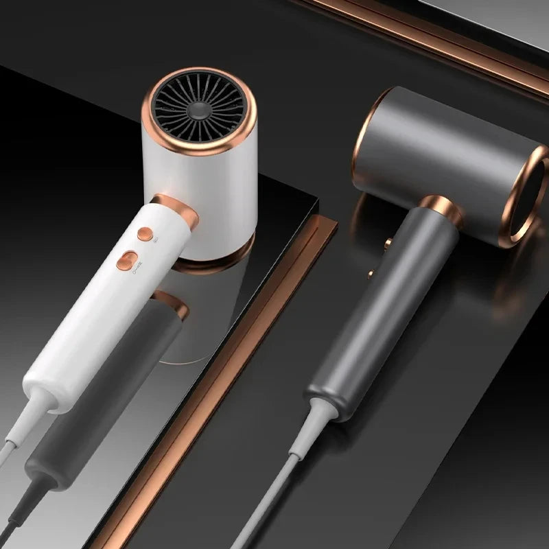HOMEFISH 2000W ionic hair dryer in white and grey with rose gold accents and 5-gear salon-grade power settings.