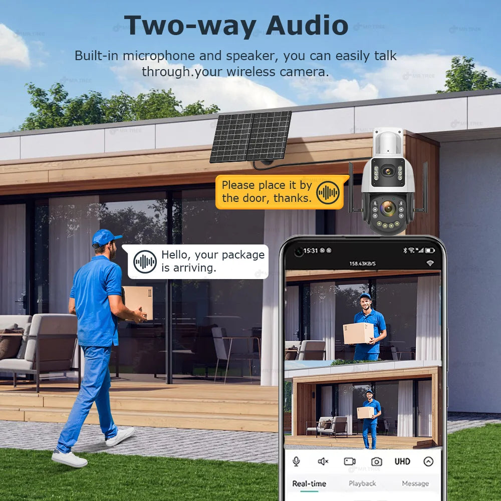 Metal AOV Solar Security Camera 4K 4G SIM 60X Optical Zoom Human  Tracking 31200 Mah 24 Hours Record Home Outdoor Surveillance