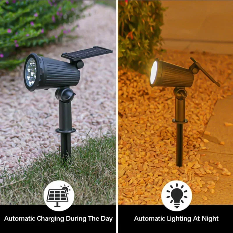 Solar 9 LED Ground Lights Outdoor, IP65 Waterproof Brightness Adjustable Spot Light for Garden Backyard Driveway Patio Decor