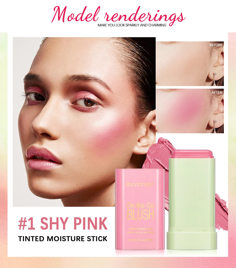 Tidesmit multi-functional blush stick cream blusher with waterproof high color rendering for brightening face makeup