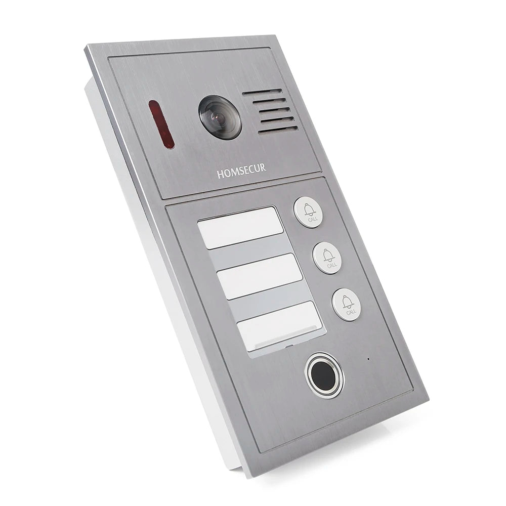 HD Waterproof Doorbell Camera with 3 Buttons Fingerprint RFID Access 1080P for 4 Wire HOMSECUR Video Door Phone Intercom 3 Flats