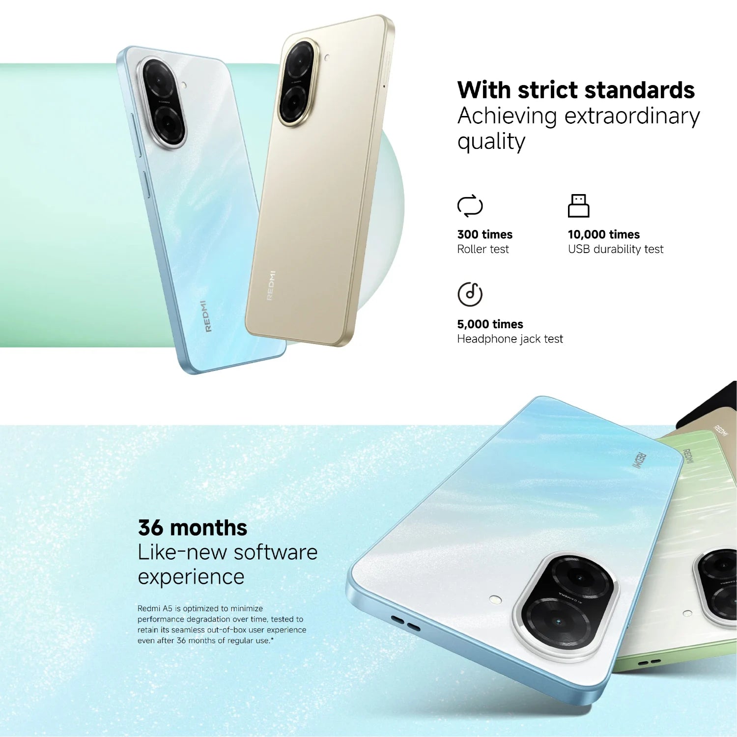 Xiaomi Redmi A5 6.88 Inch Smartphone - 120Hz Display, 32MP Camera Gold AE Tidesmit