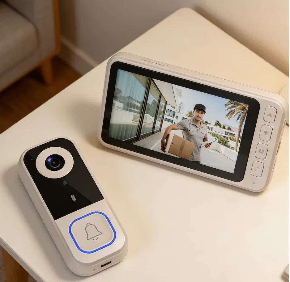 Wireless Doorbell Camera with Monitor Smart Video Doorbell 2-Way Audio Infrared Night Vision No WiFi Connection No APP Required