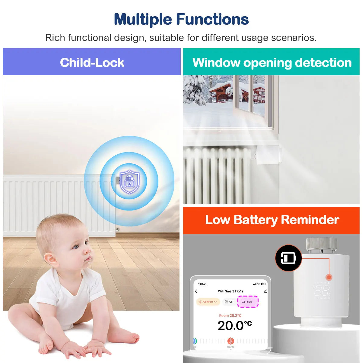 Tidesmit Smart Thermostat Radiator Valve WiFi Zigbee App Control Tidesmit