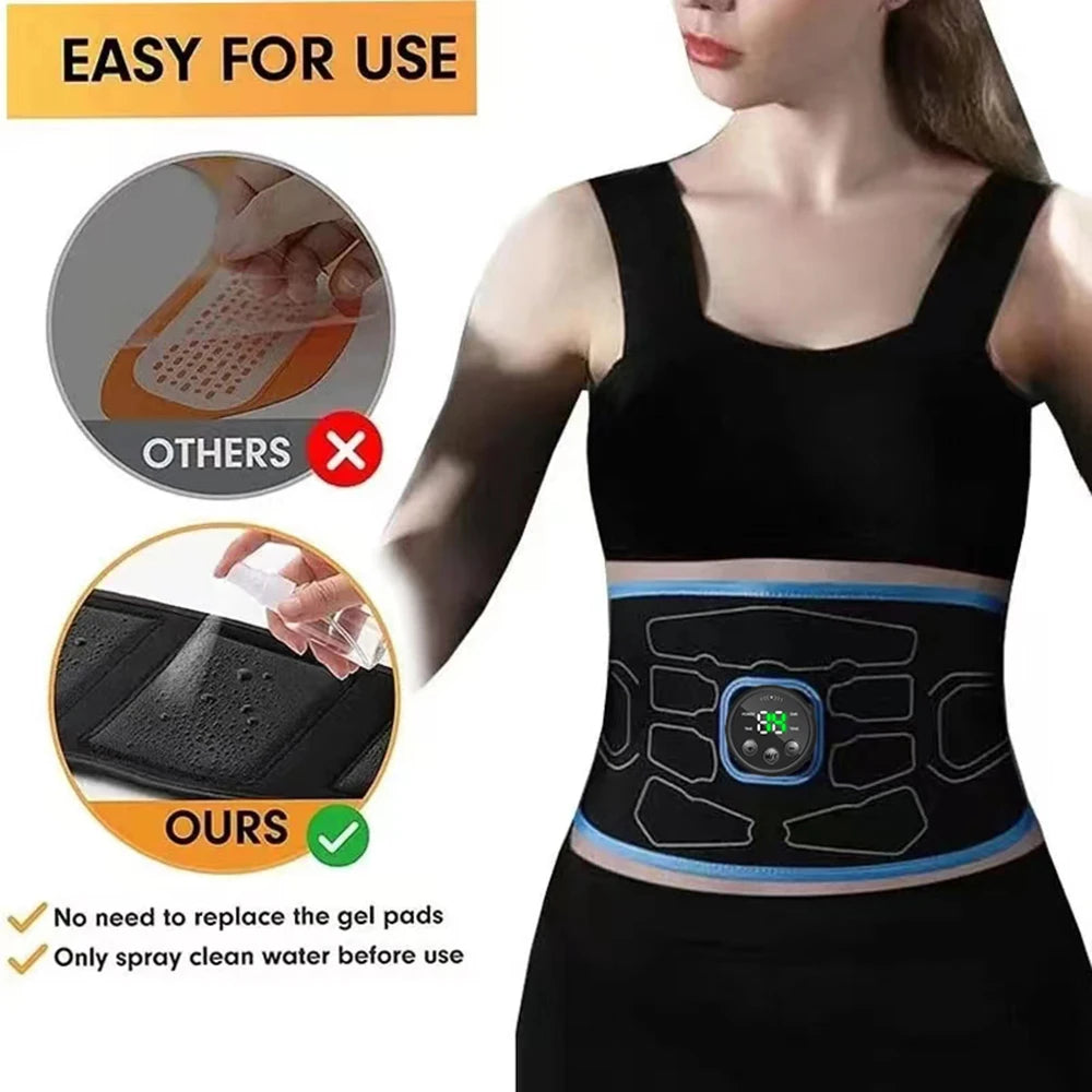 EMS Abdominal Toning Belt: Portable Rechargeable Muscle Stimulator Body Shaping Massage Equipment Tidesmit